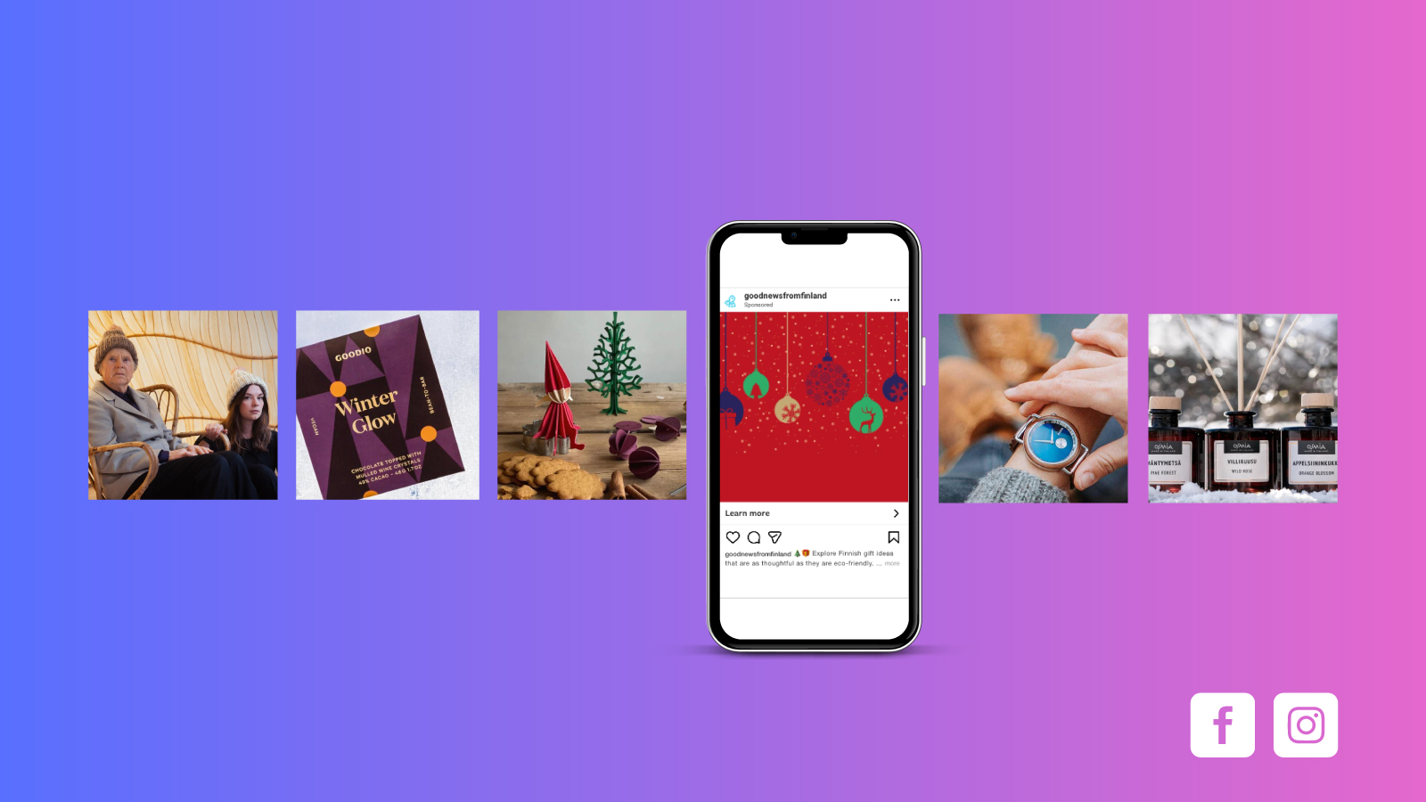 Visuals for Sustainable gifts campaign on Meta